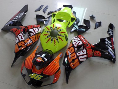 Billigste Honda CBR1000RR Motorrad Verkleidung 2006-2007 - Grun Orange Glanzendes Schwarz Rossi 46