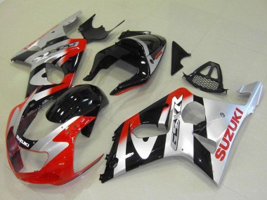 Billigste Suzuki GSXR 1000 Motorrad Verkleidung 2000-2002 - Silber Rot Glanzendes Schwarz