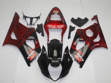 Billigste Suzuki GSXR 1000 Motorrad Verkleidung 2003-2004 - Rot Glanzendes Schwarz