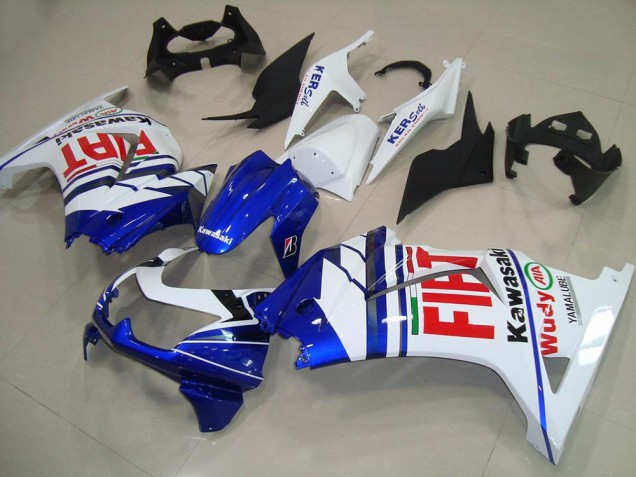 Billigste Kawasaki ZX250R Motorrad Verkleidung 2008-2012 - Weiss Blau Rot Fiat