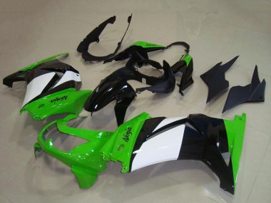 Billigste Kawasaki ZX250R Motorrad Verkleidung 2008-2012 - Grun Weiss Glanzendes Schwarz