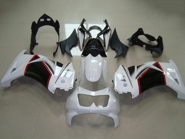 Billigste Kawasaki ZX250R Motorrad Verkleidung 2008-2012 - Weiss Rot Glanzendes Schwarz