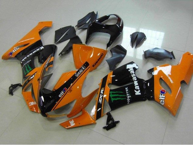 Billigste Kawasaki ZX6R Motorrad Verkleidung 2005-2006 - Orange Schwarz Grun Monster