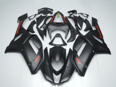 Billigste Kawasaki ZX6R Motorrad Verkleidung 2007-2008 - Matt Schwarz mit Rot Aufkleber