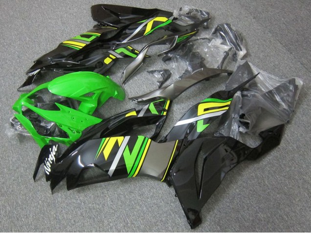 Billigste Kawasaki ZX6R Motorrad Verkleidung 2019-2022 - Grun Schwarz Gelb