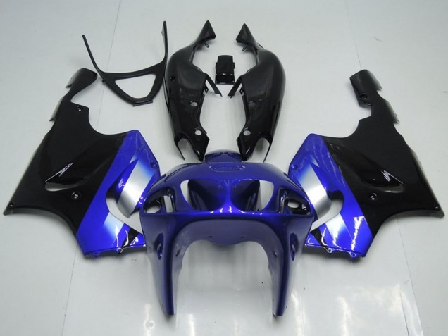 Billigste Kawasaki ZX7R Motorrad Verkleidung 1996-2003 - Blau Silber Glanzendes Schwarz