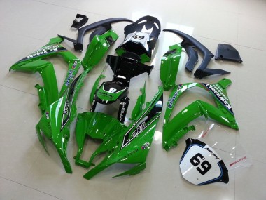 Billigste Kawasaki ZX10R Motorrad Verkleidung 2011-2015 - Grun Glanzendes Schwarz Elf Henleys Vent-Axia 69