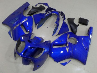 Billigste Kawasaki ZX12R Motorrad Verkleidung 2000-2001 - Blau Gold Aufkleber