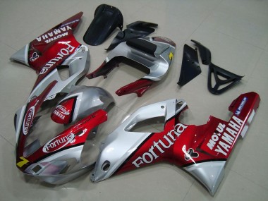 Billigste Yamaha YZF R1 Motorrad Verkleidung 2000-2001 - Silber Rot Fortuna Motul 7
