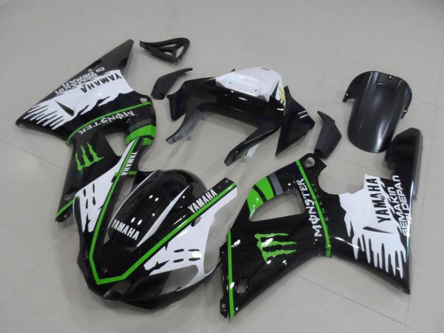 Billigste Yamaha YZF R1 Motorrad Verkleidung 2000-2001 - Weiss Schwarz Grun Monster