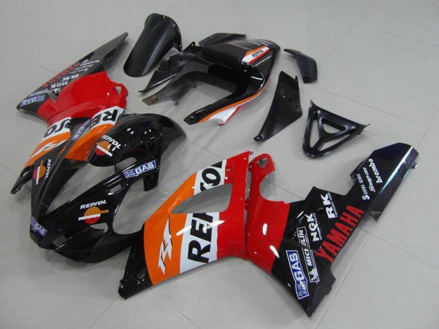 Billigste Yamaha YZF R1 Motorrad Verkleidung 2000-2001 - Orange Weiss Rot Schwarz Repsol