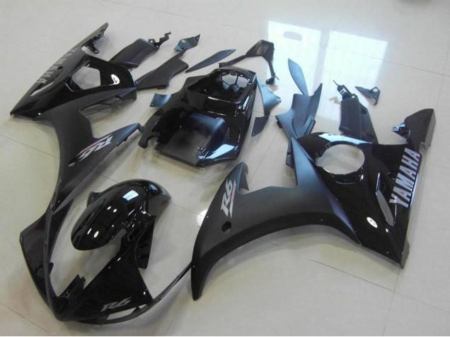 Billigste Yamaha YZF R6 Motorrad Verkleidung 2003-2004 - Glanzendes Schwarz Matt Schwarz Silber Aufkleber
