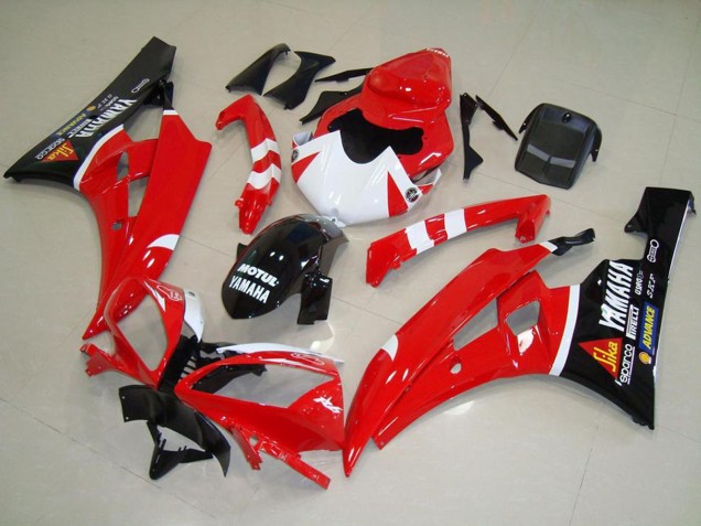 Billigste Yamaha YZF R6 Motorrad Verkleidung 2006-2007 - Rot Weiss Glanzendes Schwarz Motul