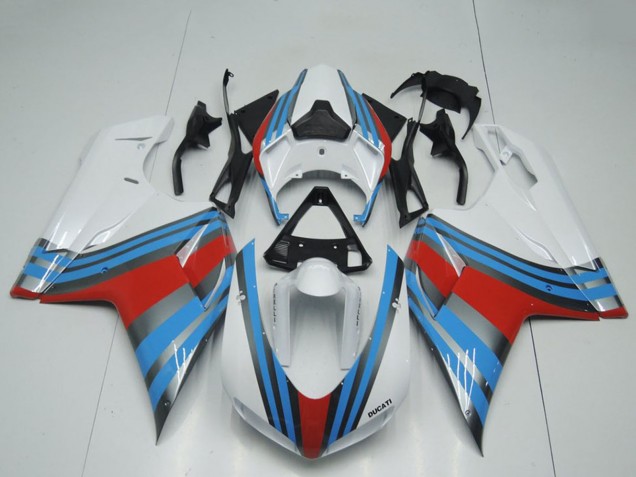 Billigste Ducati 848 1098 1198 Motorrad Verkleidung 2007-2014 - Weiss Blau Rot