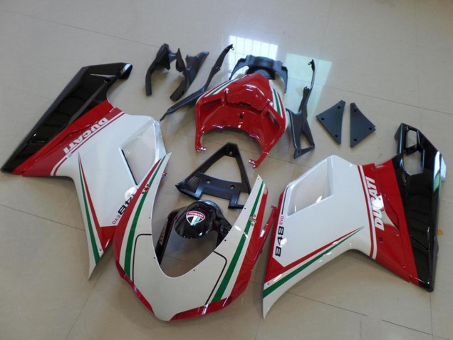 Billigste Ducati 848 Motorrad Verkleidung 2007-2014 - Weiss Rot Grun Glanzendes Schwarz