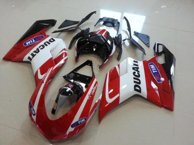 Billigste Ducati 848 1098 1198 Motorrad Verkleidung 2007-2014 - Weiss Rot Glanzendes Schwarz Tim