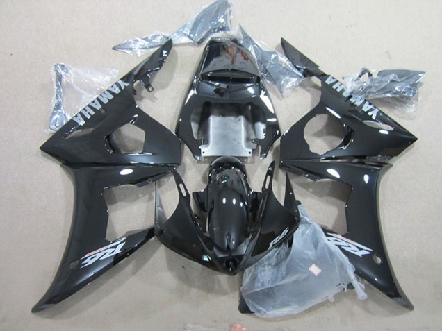 Billigste Yamaha YZF R6 Motorrad Verkleidung 2003-2004 - Glanzendes Schwarz Silber Aufkleber
