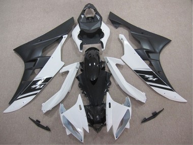 Billigste Yamaha YZF R6 Motorrad Verkleidung 2006-2007 - Weiss Glanzendes Schwarz Matt Schwarz