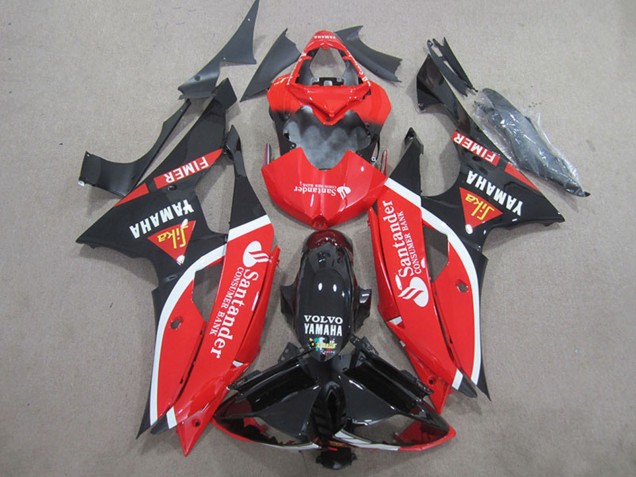 Billigste Yamaha YZF R6 Motorrad Verkleidung 2008-2016 - Rot Weiss Glanzendes Schwarz Volvo Santunder Fimer