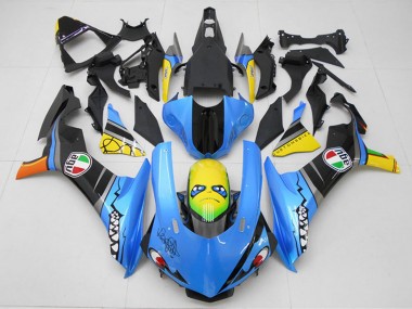 Billigste Yamaha YZF R1 Motorrad Verkleidung Kit 2015-2019 - Blau Gelb Hai
