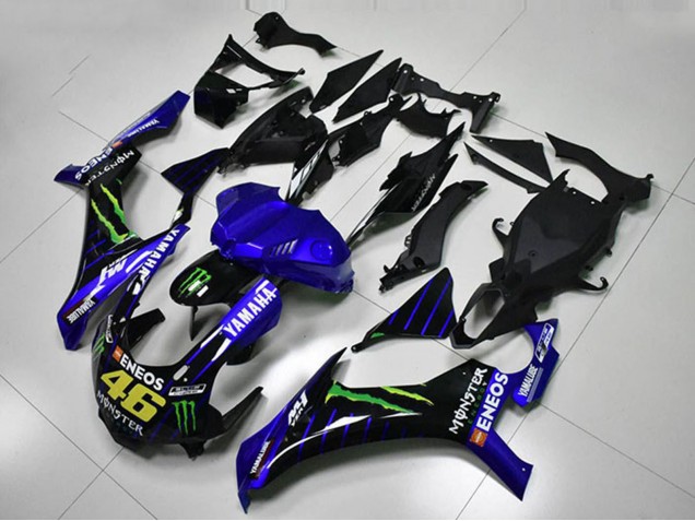 Billigste Yamaha YZF R1 Motorrad Verkleidung 2015-2019 - Blau Weiss Schwarz Grun ENEOS Monster M1 46