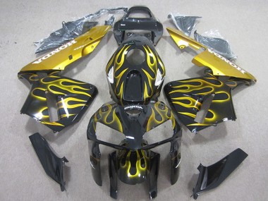 Billigste Honda CBR600RR Motorrad Verkleidung 2005-2006 - Glanzendes Schwarz Gelb Flamme