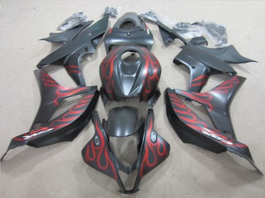 Billigste Honda CBR600RR Motorrad Verkleidung 2007-2008 - Matt Schwarz Rot Flamme