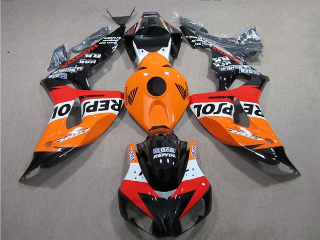Billigste Honda CBR1000RR Motorrad Verkleidungen Kit 2006-2007 - Orange Weiss Rot Glanzendes Schwarz Repsol