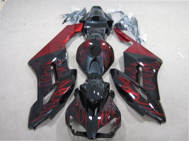 Billigste Honda CBR1000RR Motorrad Verkleidung 2004-2005 - Glanzendes Schwarz Rot Flamme