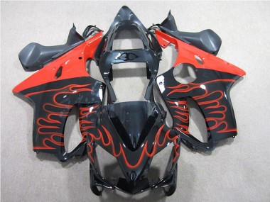 Billigste Honda CBR600 F4i Motorrad Verkleidung Kit 2001-2003 - Glanzendes Schwarz Rot Flamme