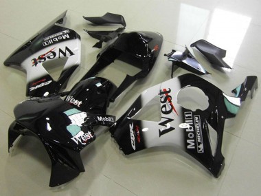 Billigste Honda CBR900RR 954 Motorrad Verkleidung 2002-2003 - Glanzendes Schwarz Weiss West