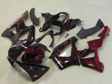 Billigste Honda CBR900RR 929 Motorrad Verkleidung 2000-2001 - Glanzendes Schwarz Rot Flamme