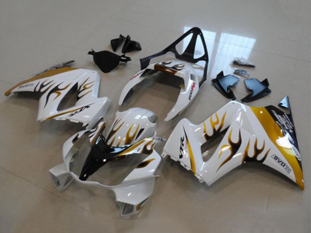 Billigste Honda VFR 800 Motorrad Verkleidung 2002-2013 - Weiss Gold Flamme