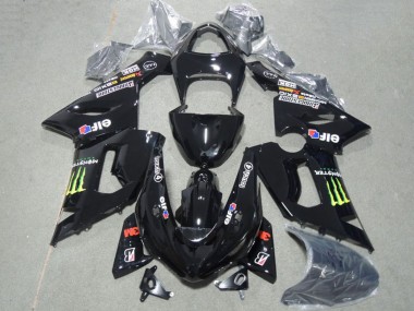 Billigste Kawasaki ZX6R Motorrad Verkleidung 2005-2006 - Glanzendes Schwarz Grun Monster