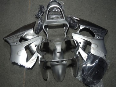 Billigste Kawasaki ZX6R Motorrad Verkleidung 2000-2002 - Silber Grau Flamme