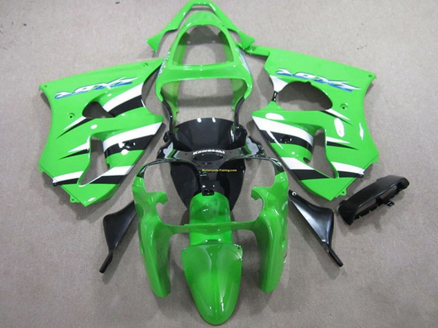 Billigste Kawasaki ZX6R Motorrad Verkleidung Kit 2000-2002 - Grun Weiss Schwarz