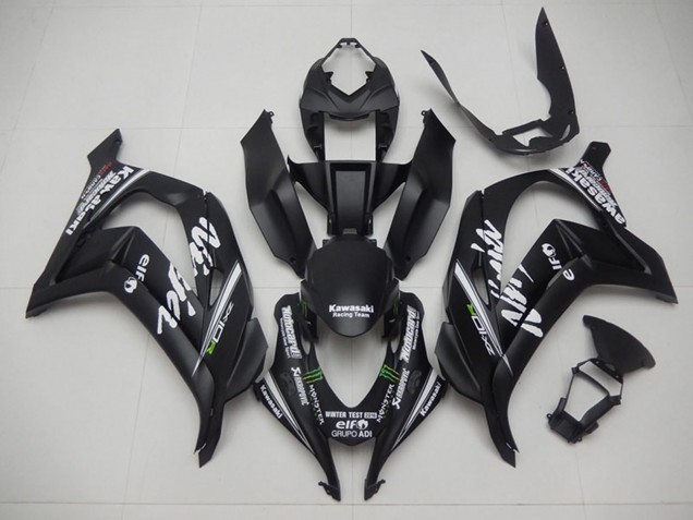 Billigste Kawasaki ZX10R Motorrad Verkleidung 2016-2020 - Matt Schwarz Grun Weiss Monster Rennen Team Motocard