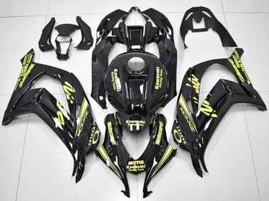 Billigste Kawasaki ZX10R Motorrad Verkleidung 2016-2020 - Glanzendes Schwarz Gelb Motul Rennen Team Motocard