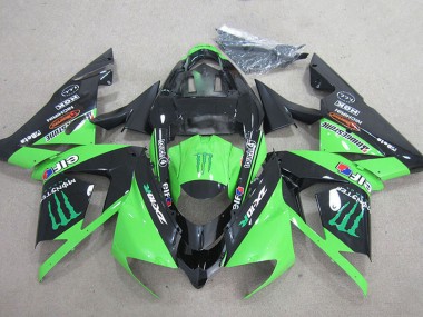 Billigste Kawasaki ZX10R Motorrad Verkleidung 2004-2005 - Schwarz Grun Monster