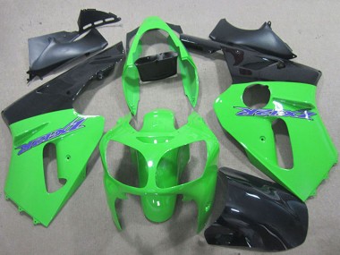 Billigste Kawasaki ZX12R Motorrad Verkleidung 2000-2001 - Grun Matt Schwarz Blau