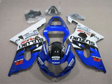 Billigste Suzuki GSXR 600 Motorrad Verkleidung 2001-2003 - Weiss Blau Schwarz Motul