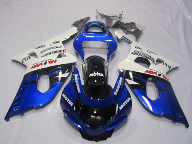 Billigste Suzuki GSXR 600 Motorrad Verkleidung 2001-2003 - Weiss Blau Glanzendes Schwarz Motul