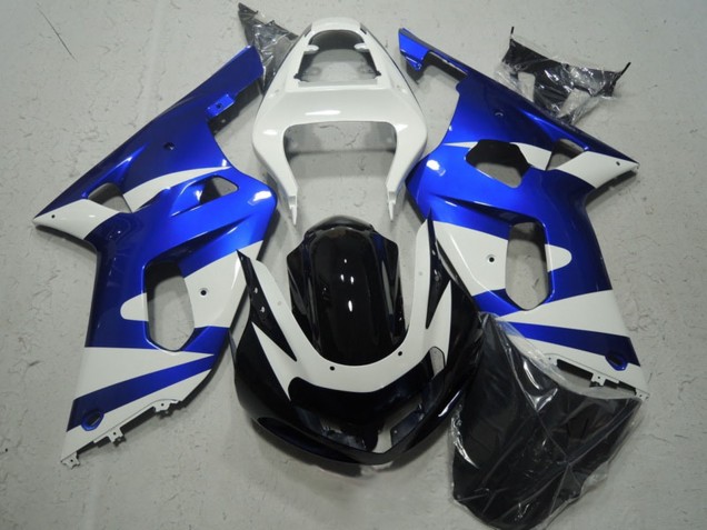 Billigste Suzuki GSXR 600 Motorrad Verkleidung 2001-2003 - Weiss Blau Glanzendes Schwarz