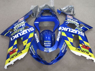 Billigste Suzuki GSXR 600 Motorrad Verkleidung 2001-2003 - Blau Gelb Telefumica MoviStar