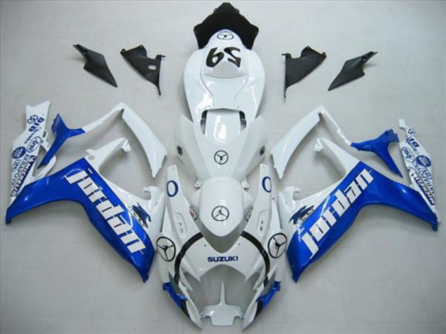 Billigste Suzuki GSXR 600 Motorrad Verkleidung 2006-2007 - Weiss Blau Jordan 59