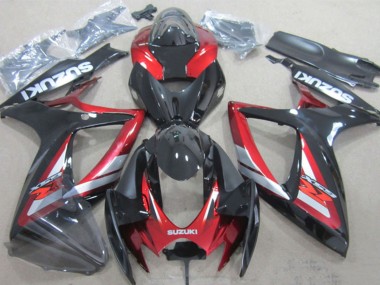 Billigste Suzuki GSXR 600 Motorrad Verkleidung 2006-2007 - Glanzendes Schwarz Rot Silber