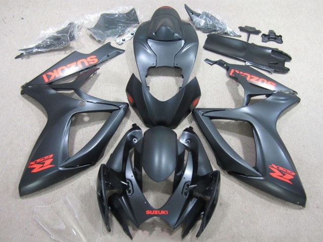 Billigste Suzuki GSXR 600 Motorrad Verkleidung 2006-2007 - Matt Schwarz Rot Aufkleber