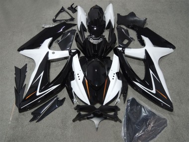 Billigste Suzuki GSXR 600 Motorrad Verkleidung 2008-2010 - Weiss Glanzendes Schwarz