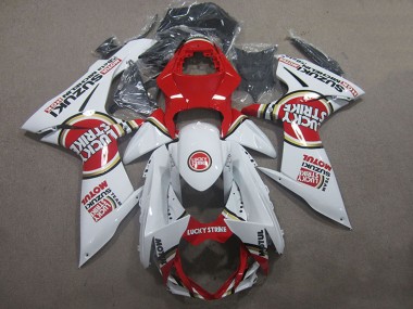 Billigste Suzuki GSXR 600 Motorrad Verkleidung 2011-2024 - Weiss Rot Motul Lucky Strike