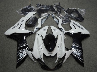 Billigste Suzuki GSXR 600 Motorrad Verkleidung 2011-2024 - Weiss Glanzendes Schwarz